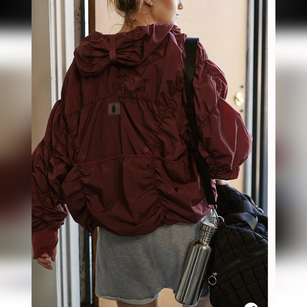 Free People Movement Happy Camper Ruched Jacket Wind Breaker Pullover - Picture 2 of 14
